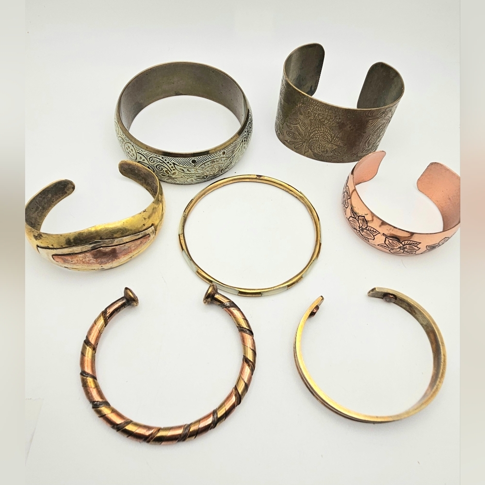 Brass & Copper Lot of 7 Mixed Bracelets Vintage Modern Resellers